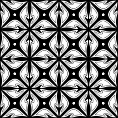 Fototapeta premium Monochrome Seamless Pattern with Floral Ethnic Motif