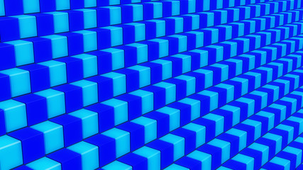 Blue Checkered Cubes in 3D Background