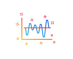 Investment chart line icon. Economic graph sign. Stock exchange symbol. Business finance. Gradient design elements. Linear stock analysis icon. Random shapes. Vector