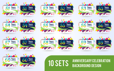 set of pop anniversary modern design elements background