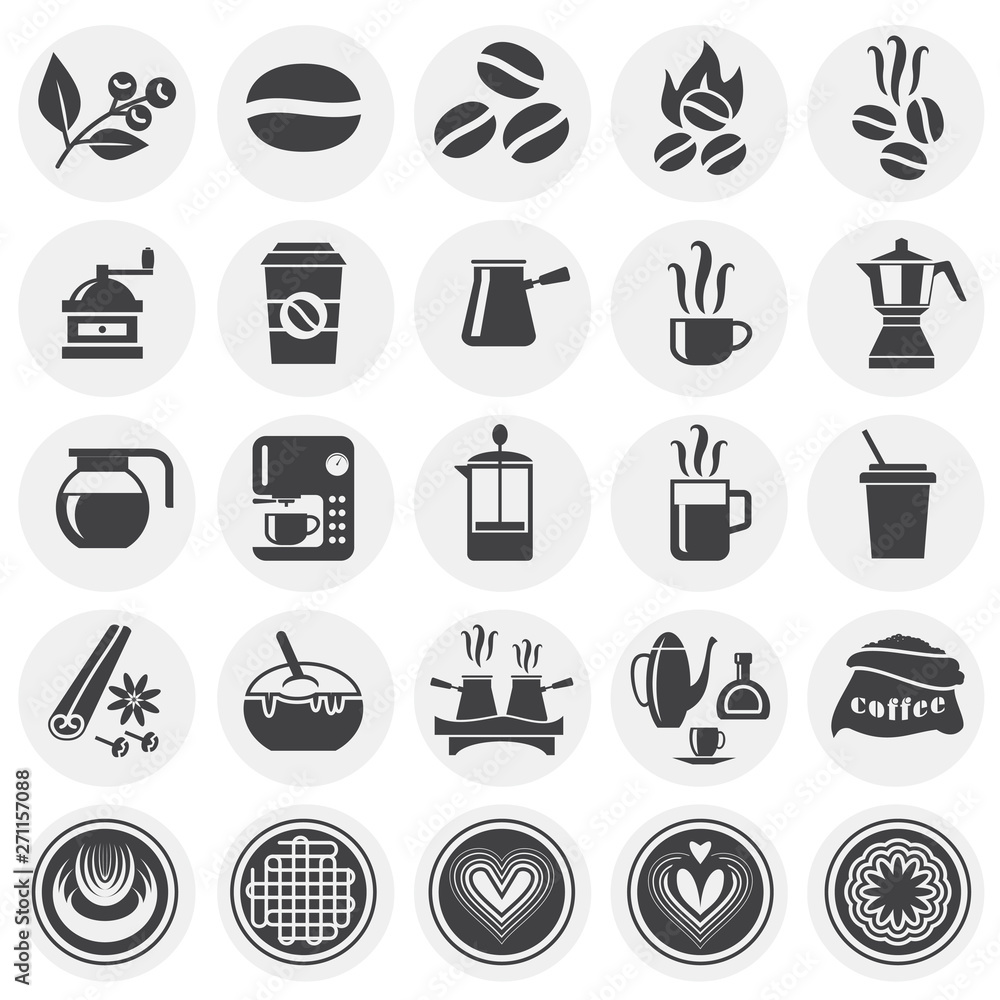 Poster coffe related icons set on background for graphic and web design. simple illustration. internet conc