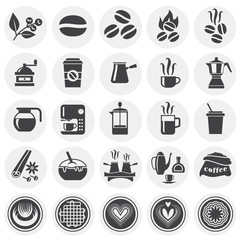 Coffe related icons set on background for graphic and web design. Simple illustration. Internet concept symbol for website button or mobile app.