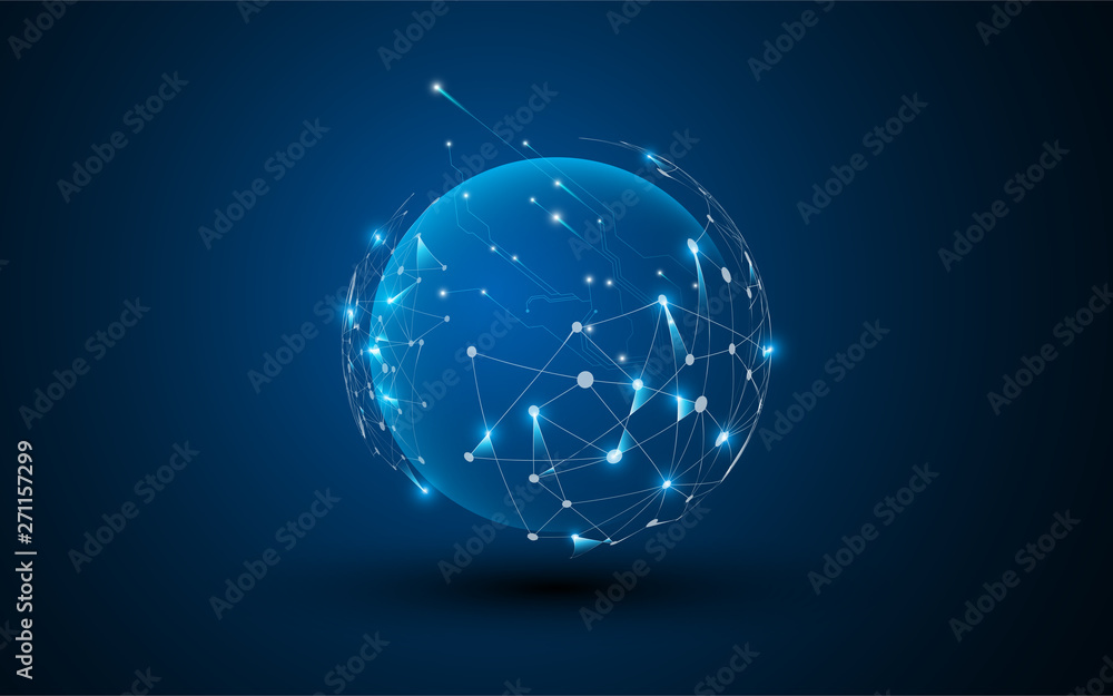 Aufkleber abstract sci fi sphere polygonal pattern design