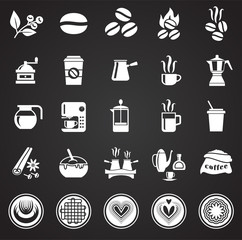 Coffe related icons set on background for graphic and web design. Simple illustration. Internet concept symbol for website button or mobile app.