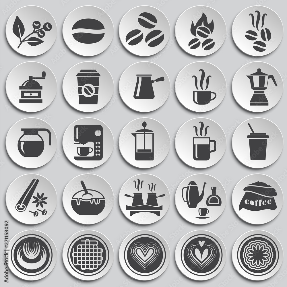 Poster coffe related icons set on background for graphic and web design. simple illustration. internet conc