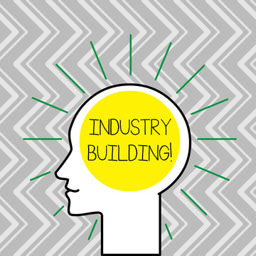 Text sign showing Industry Building. Business photo text Factories and other premises used for analysisufacturing Outline Silhouette Human Head Surrounded by Light Rays Blank Text Space