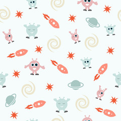 seamless space pattern for children 