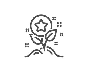 Loyalty points line icon. Bonus grows. Discount program symbol. Quality design element. Linear style loyalty points icon. Editable stroke. Vector