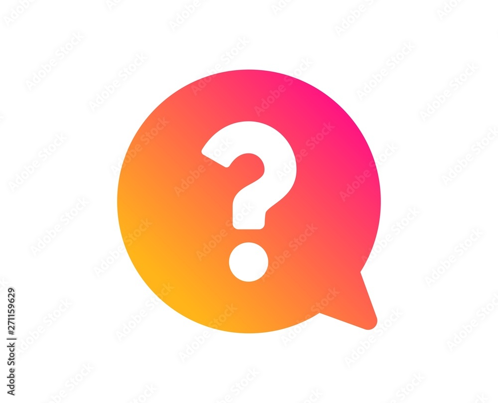 Poster question mark icon. help speech bubble sign. faq symbol. classic flat style. gradient question mark 