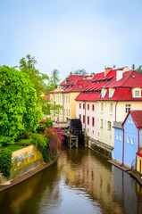 Fototapeta na wymiar Old Town architecture and Vltava river in Prague, Czech Republic.