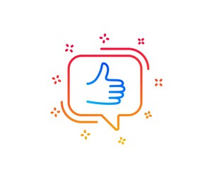 Like line icon. Thumbs up sign. Positive feedback, social media symbol. Gradient design elements. Linear like icon. Random shapes. Vector