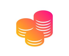 Coins money icon. Banking currency sign. Cash symbol. Classic flat style. Gradient tips icon. Vector