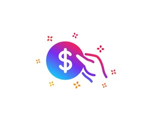 Hold Coin icon. Banking currency sign. Dollar or USD symbol. Dynamic shapes. Gradient design payment icon. Classic style. Vector