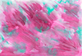 abstract hand-painted texture with watercolor pink and blue colors on a light gray background