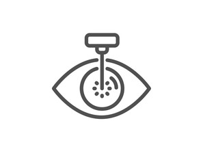 Eye laser surgery line icon. Oculist clinic sign. Optometry vision symbol. Quality design element. Linear style eye laser icon. Editable stroke. Vector