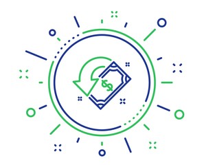 Cashback line icon. Send or receive money sign. Quality design elements. Technology cashback button. Editable stroke. Vector