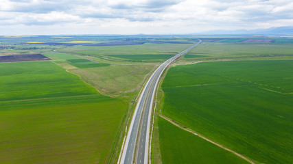 Aerial view of highway in Bulgaria.