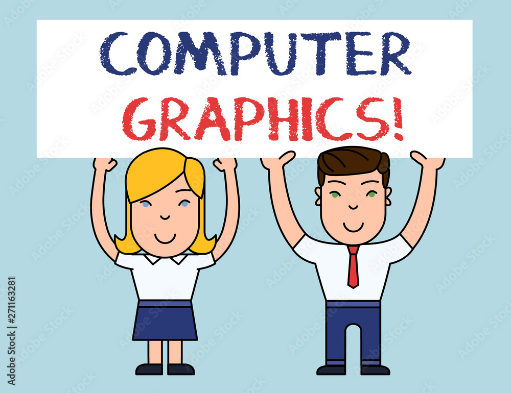 Poster writing note showing computer graphics. business concept for visual representations of data displaye