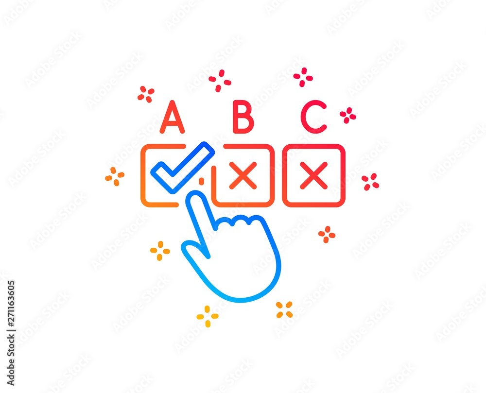 Poster correct checkbox line icon. select answer sign. business test symbol. gradient design elements. line