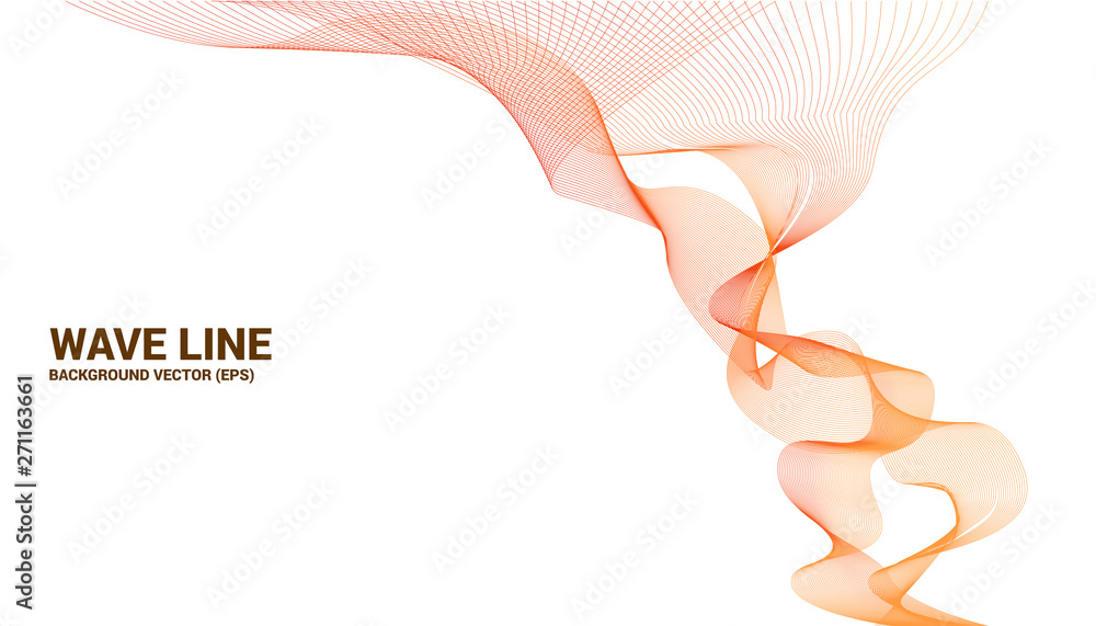 Poster orange sound wave line curve on white background. element for theme technology futuristic vector
