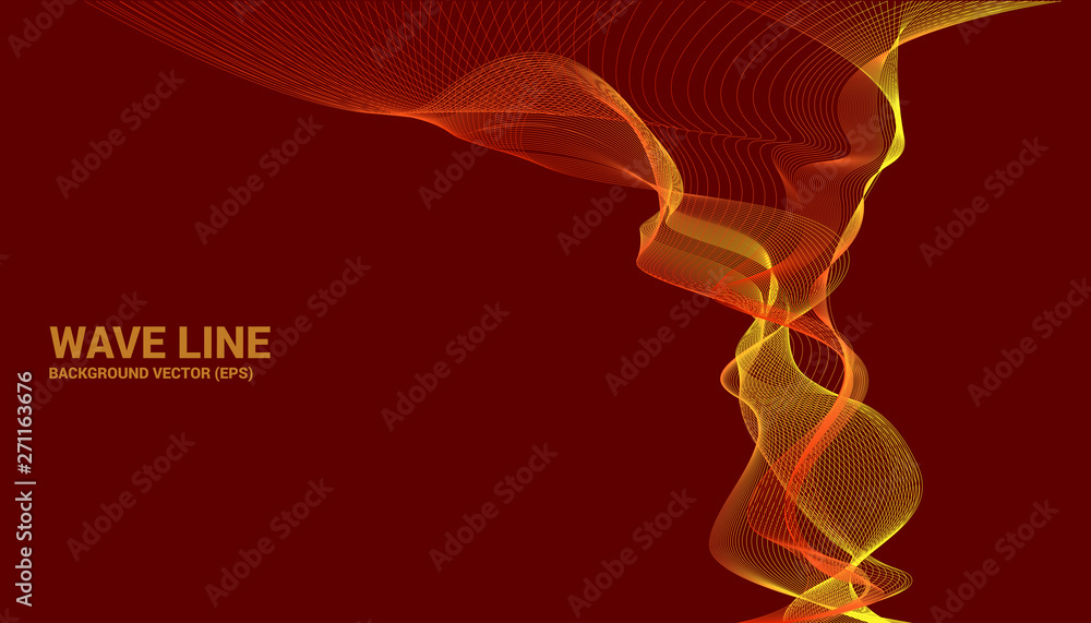 Aufkleber Orange Sound wave line curve on red background. Element for theme technology futuristic vector