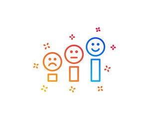 Customer satisfaction line icon. Positive feedback sign. Smile chart symbol. Gradient design elements. Linear customer satisfaction icon. Random shapes. Vector