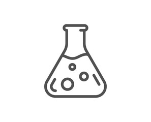 Chemistry lab line icon. Laboratory flask sign. Analysis symbol. Quality design element. Linear style chemistry lab icon. Editable stroke. Vector