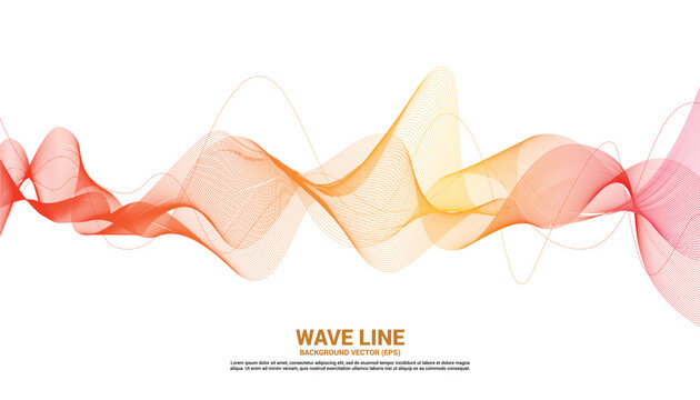 Orange Sound wave line curve on white background. Element for theme technology futuristic vector