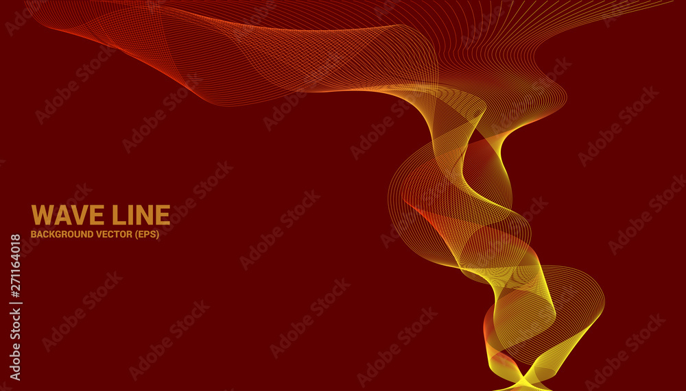 Aufkleber Orange Sound wave line curve on red background. Element for theme technology futuristic vector