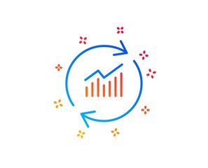 Chart line icon. Update Report graph or Sales growth sign. Analysis and Statistics data symbol. Gradient design elements. Linear update data icon. Random shapes. Vector