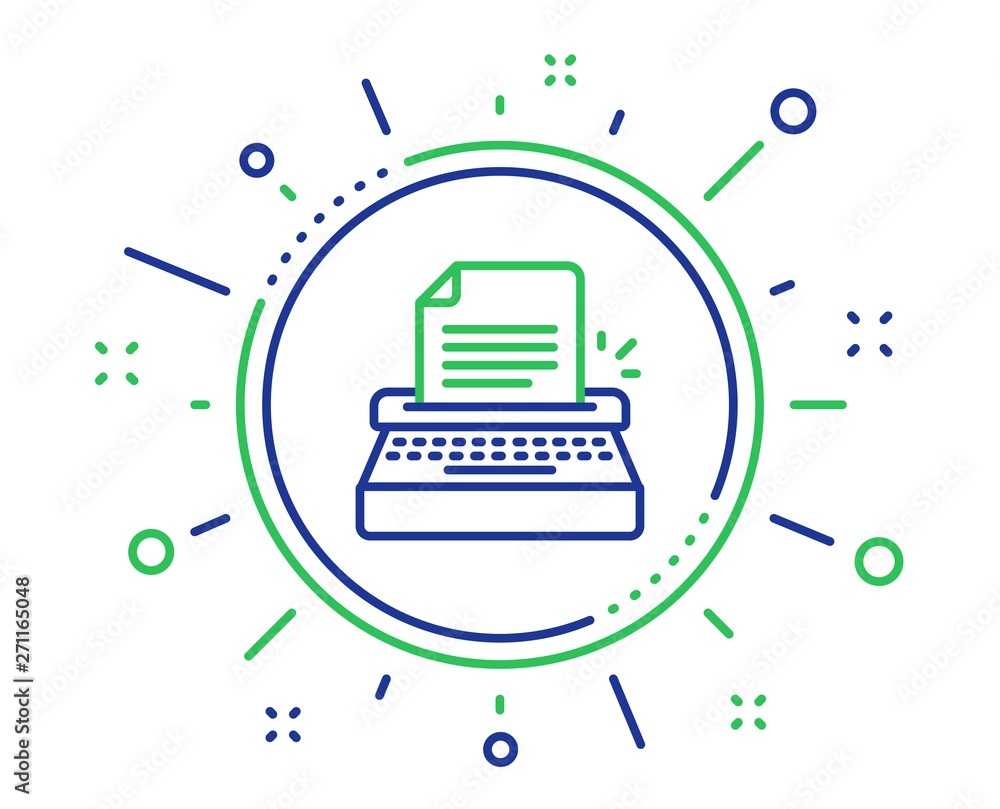 Poster typewriter line icon. copywriting sign. writer machine symbol. quality design elements. technology t