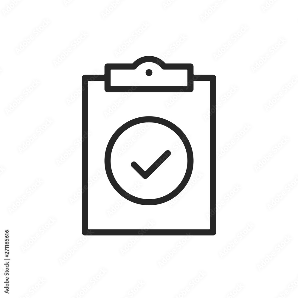 Aufkleber simple clipboard with check mark icon. modern thin line design. vector line icon