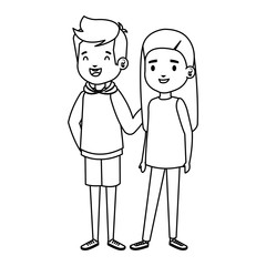 cute little kids couple characters