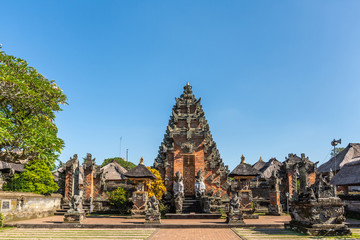 Ubud, Bali, Indonesia - February 26, 2019: Batuan Temple. Kori Agung, the main shrine, on Utama...