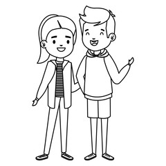 cute little kids couple characters