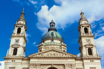 Szent Istvan Bazilika (Saint Stephen Basilica) beautiful classical dome in the center of Budapest, with twin bell towers, completed in 1905