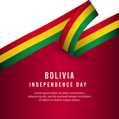 Happy Bolivia Independence Day Celebration Poster Vector Template Design Illustration