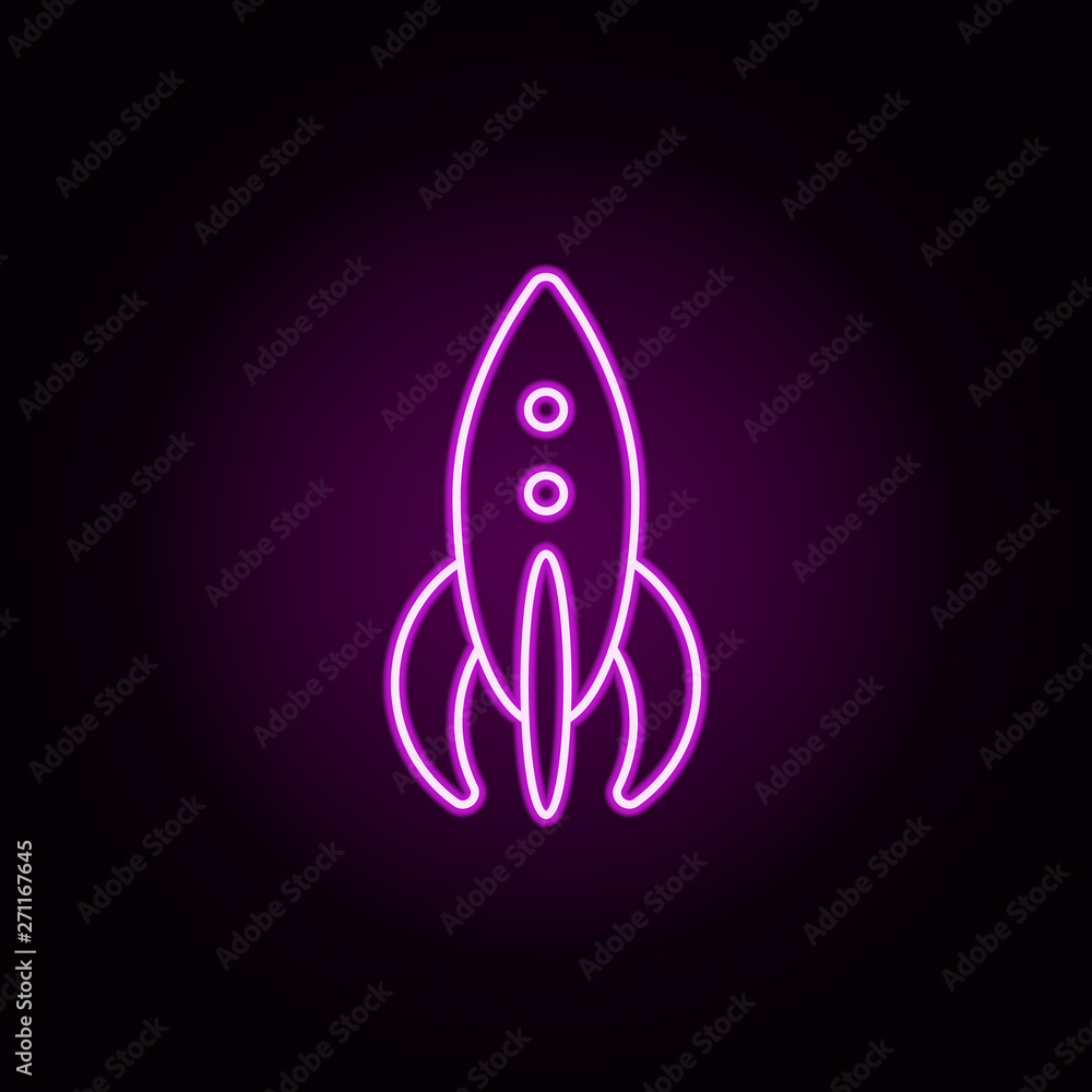 Poster rocket neon icon. elements of toys set. simple icon for websites, web design, mobile app, info graph