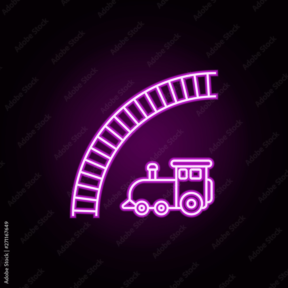 Poster train neon icon. elements of toys set. simple icon for websites, web design, mobile app, info graphi