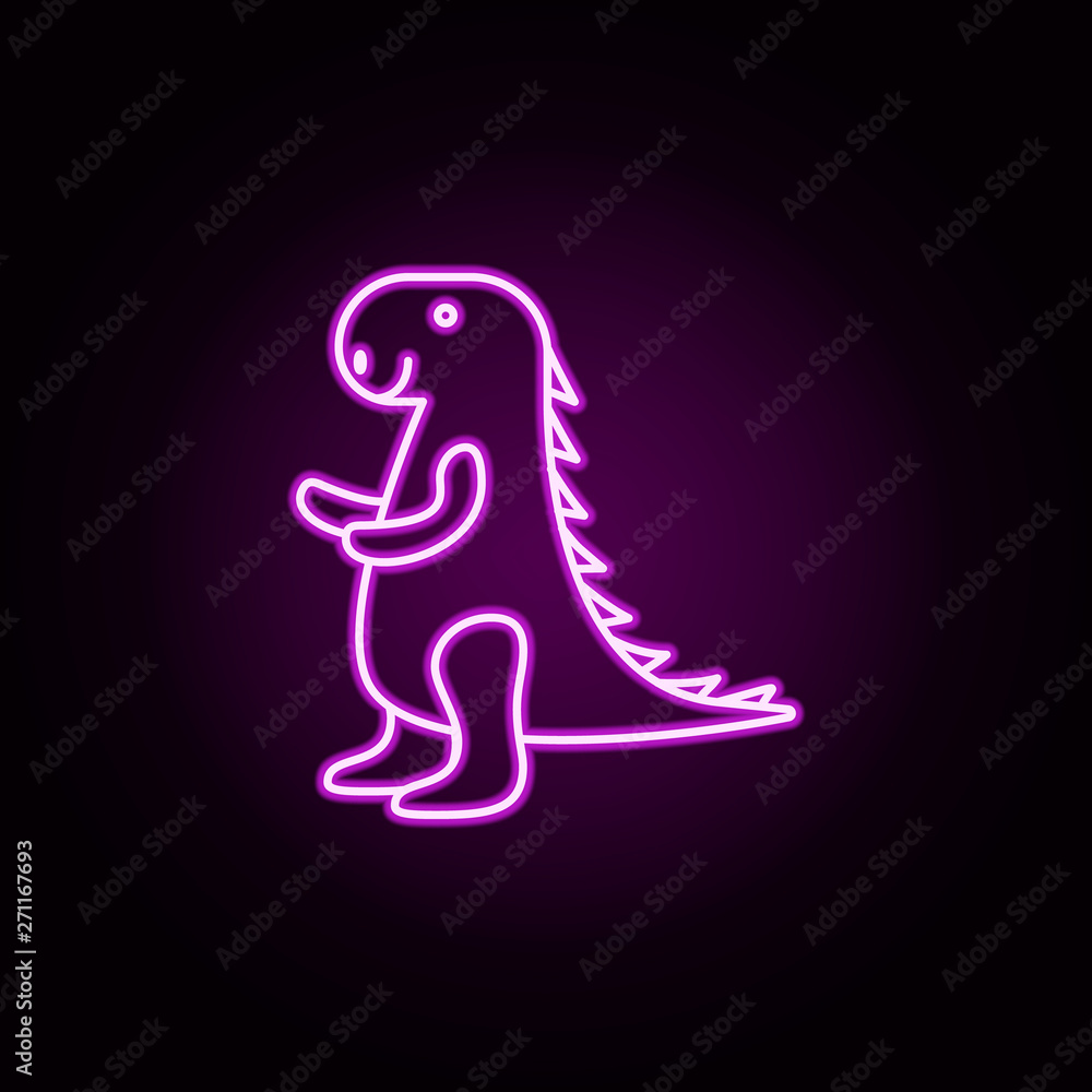 Poster toy dinosaur neon icon. elements of toys set. simple icon for websites, web design, mobile app, info