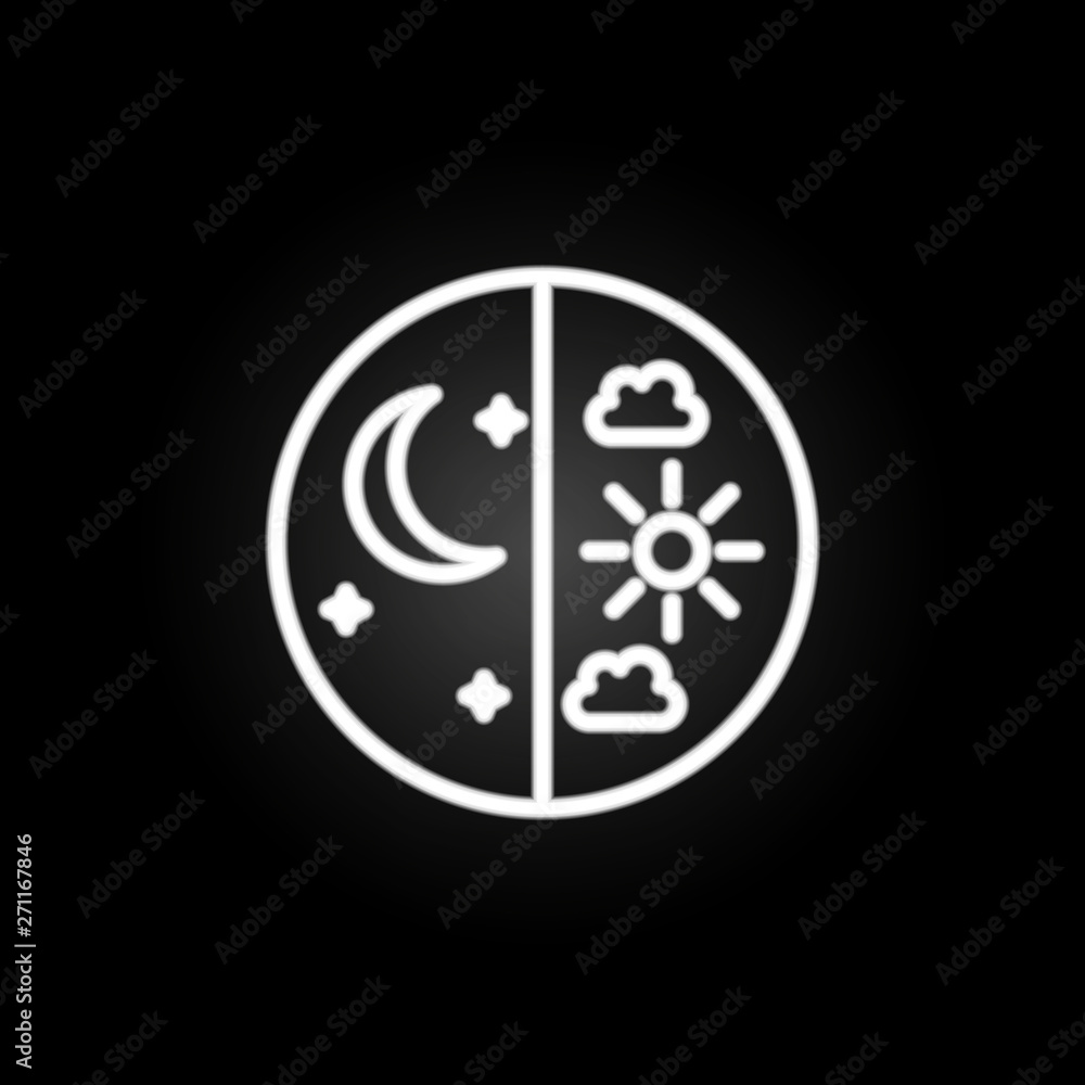 Poster day time neon icon. elements of time set. simple icon for websites, web design, mobile app, info gra