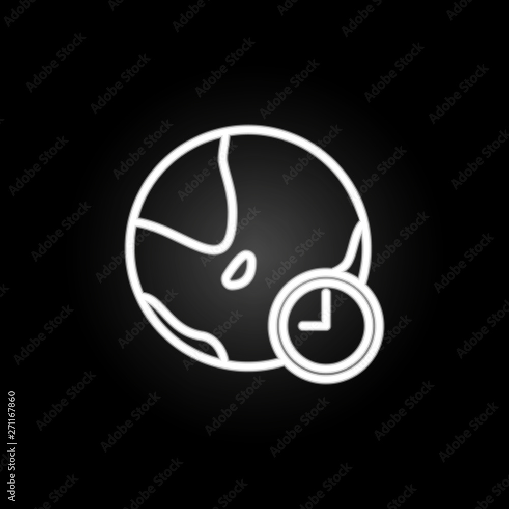 Poster world time neon icon. elements of time set. simple icon for websites, web design, mobile app, info g