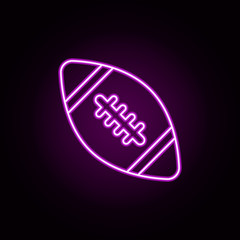 rugby ball neon icon. Elements of toys set. Simple icon for websites, web design, mobile app, info graphics
