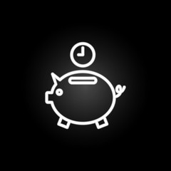 piggy bank time neon icon. Elements of time set. Simple icon for websites, web design, mobile app, info graphics
