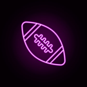 rugby ball neon icon. Elements of toys set. Simple icon for websites, web design, mobile app, info graphics