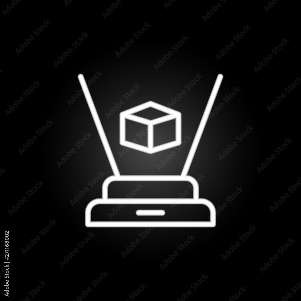Poster 3d technology, geometric neon icon. elements of technology set. simple icon for websites, web design