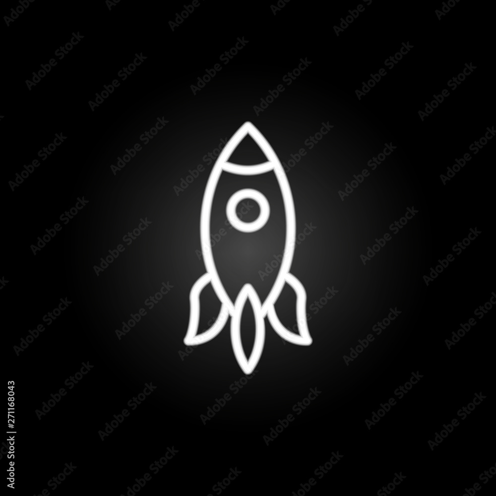 Poster booster, rocket, startup neon icon. elements of technology set. simple icon for websites, web design