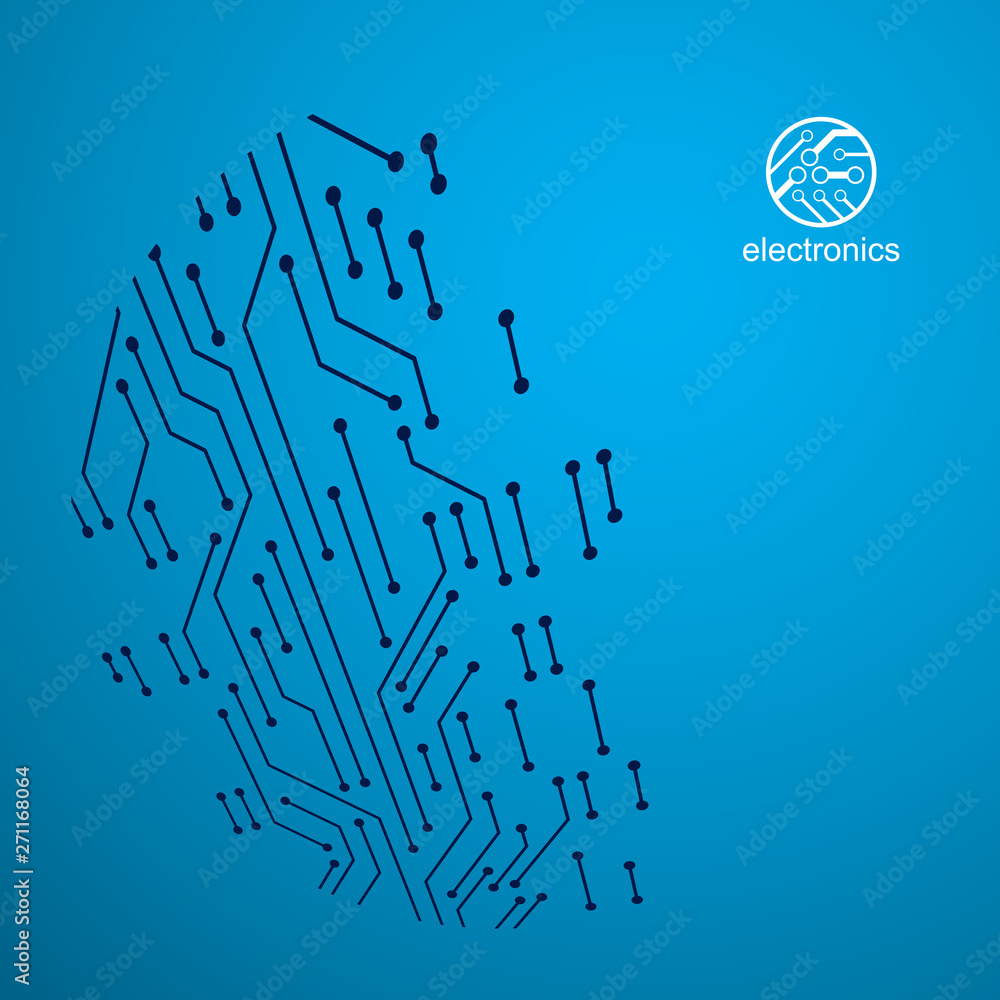 Aufkleber vector circuit board with electronic components of technology device. computer motherboard cyberneti
