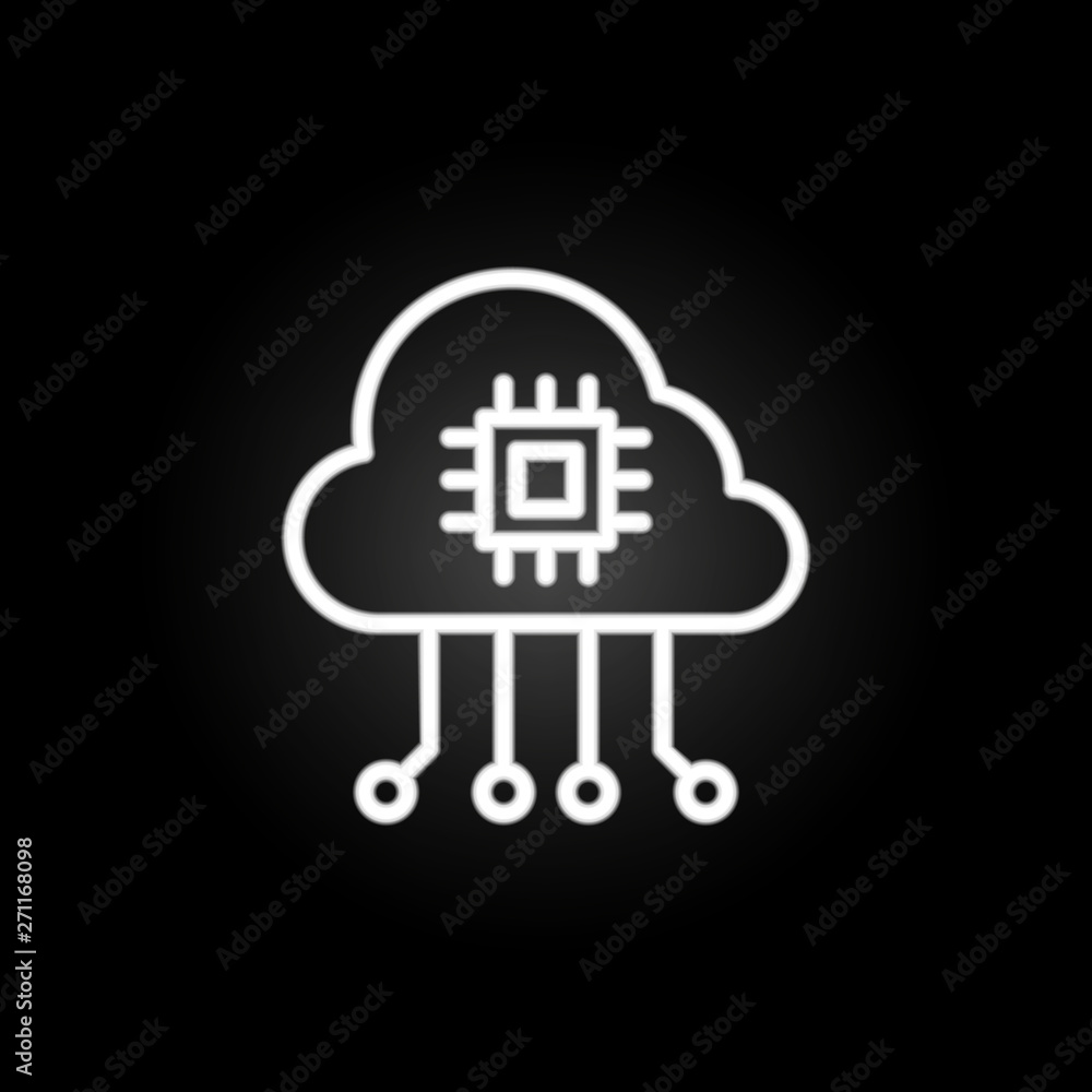 Poster cloud data neon icon. elements of technology set. simple icon for websites, web design, mobile app, 