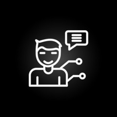 chatting, internet messaging, user neon icon. Elements of technology set. Simple icon for websites, web design, mobile app, info graphics